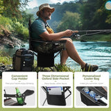 ALPHA CAMP Oversized Camping Folding Chair, Heavy Duty Support 450 LBS Steel Frame Collapsible Padded Arm Chair with Cup Holder Quad Lumbar Back, Portable for Outdoor