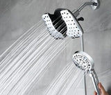 2-in-1 Shower Heads with Handheld Spray Combo: 10” Rainfall Shower Head & Hand Held Shower Head, 10 Spray Settings Detachable Shower Head with ON/OFF Switch and 15-Stage Filter