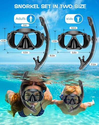 Greatever Dry Snorkel Set,Panoramic Wide View,Anti-Fog Scuba Diving Mask,Professional Snorkeling Gear