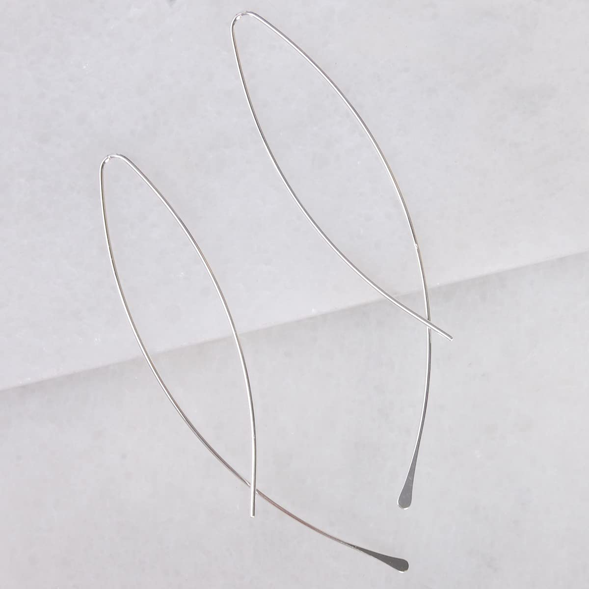 Upside Down Hoop Earrings - Sterling Silver Plated Threader Hoops for Women