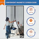 MAGZO Magnetic Screen Door Fit Door Size 72 x 82 Inch, Screen Size 74" x 83" Strong Magnet French Style Mesh, Heavy Duty Fiberglass Mesh with Hook & Loop for Sliding Entrance, Gray
