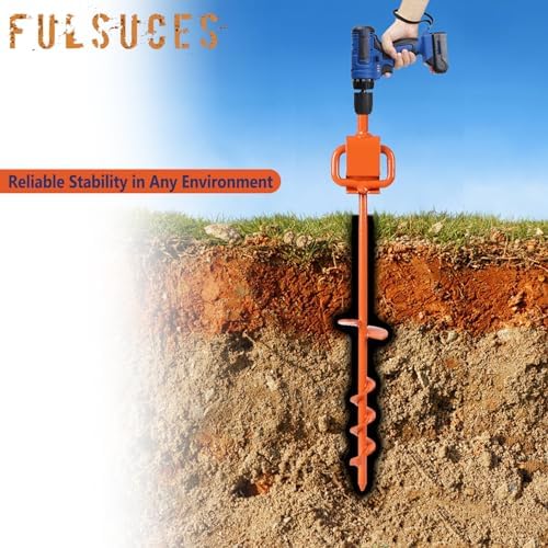 16In Tent Stakes, Ground Anchors Screw in, with 1PCS Tent Stakes Heavy Duty Adapter, for Screw Ground Anchors, Tree Straightening Kit, Anchors Tent, Mobile Home Anchors (Color : Orange, Size : 12PCS