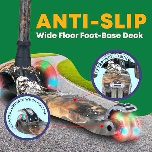 Kids Scooter – Children and Toddler 3 Wheel Kick Scooter – LED Wheel Lights Illuminate When Rolling– Adjustable Handlebar – Indoor and Outdoor