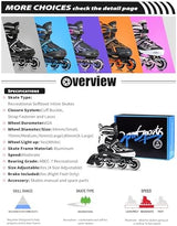 2PM SPORTS Vinal Girls Adjustable Flashing Inline Skates, All Wheels Light Up, Fun Illuminating Skates for Kids Men Adult Women and Boys