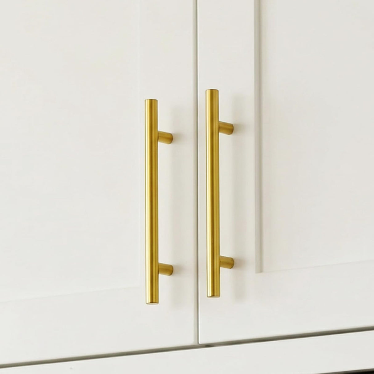 Goldenwarm 10 Pack 3 inch Gold Cabinet Handles Brushed Gold Cabinet Pulls Stainless Steel Drawer Pulls, Durable Kitchen Cabinet Handles - Bathroom Bedroom Dresser Handles Easy DIY Upgrade