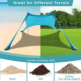 Beach Tent - 9.8 * 6.5 FT Canopy, Portable Beach Tent Sun Shelter UPF 50 with 4 Sandbags, Stability Poles, Ground Pegs and Anti-Wind Ropes, Outdoor Shade Canopy for Camping Picnics