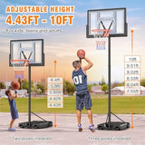 Basketball Hoop Outdoor 10ft Adjustable, Portable Basketball Hoop Goal System for Kids Youth and Adults in Backyard/Driveway/Indoor, 44 Inch Shatterproof Backboard and Larger Base