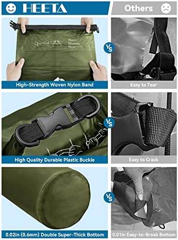 HEETA Dry Bag Waterproof for Women Men, 5L/10L/20L/30L/40L Roll Top Lightweight Dry Storage Bag Backpack with Phone Case for Travel, Swimming, Boating, Kayaking, Camping & Beach, 11 Transparent Colors