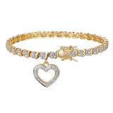 MORGAN & PAIGE Bronze 18k Yellow Gold Plated Heart Tennis Bracelet 7.25in
