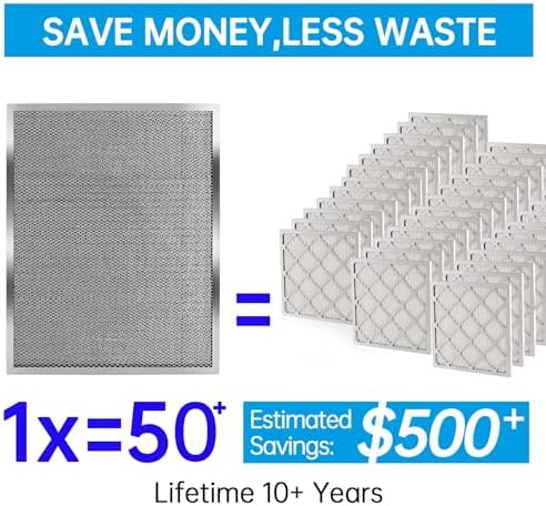 UBeesize 16x20x1 Reusable Electrostatic Air Filter HVAC AC Furnace Filter,MERV 8,Washable, Lasts a Lifetime,Permanent Air Filter,Breathe Fresher,Home And Office(Actual Size:15.5x19.75x0.82 Inch)