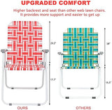 VINGLI Patio Lawn Webbed Folding Chairs Set of 2, Outdoor Beach Chair Portable Dining Chair for Yard, Garden (Red, Classic)