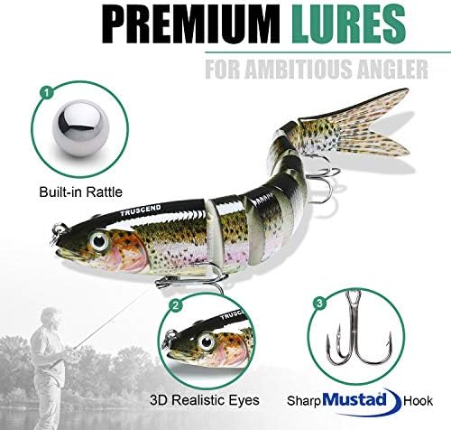 TRUSCEND Swimmax for Freshwater and Saltwater, Lifelike Fishing Lures for Bass Trout Crappie Walleye Pike Bluegill Salmon, Swimbait for Bass Fishing, Amazing Fishing Gear Gifts for Family Fishing
