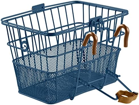 Retrospec Apollo Detachable Front Bike Basket Steel Half-Mesh with Integrated Detachable Hooks and Built-In Handle, Easy Assembly and Portability for Bicycles
