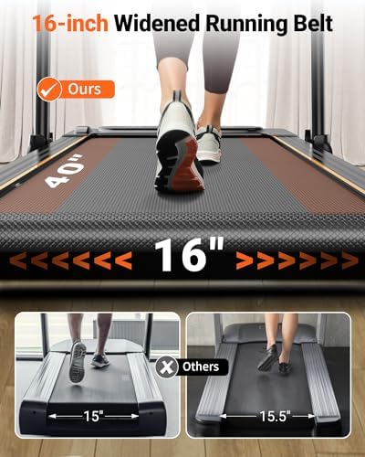 THERUN Walking Pad, 2.5 HP Under Desk, 2 in 1 Foldable for Home, Walking Pad with Handle Bar, 15" Widened Running Belt with Remote Control & LED Touch Screen