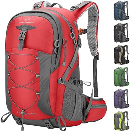 Maelstrom Hiking Backpack,Camping Backpack,40L Waterproof Hiking Daypack with Rain Cover,Lightweight Travel Backpack,Red