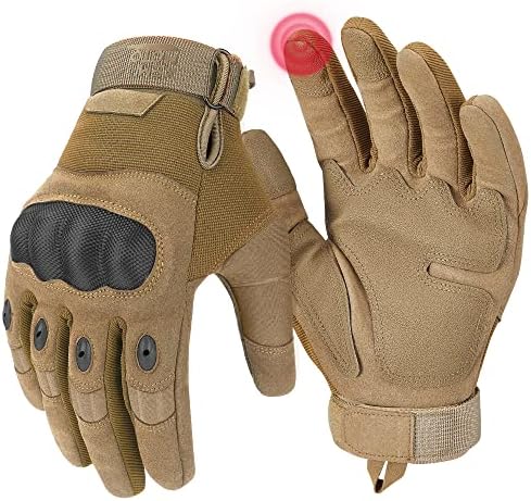 KEMIMOTO Tactical Gloves for Men, Touchscreen Motorcycle Gloves with Hard Shell & Palm Padding for Sports Motorcycle Cycling Tactical Airsoft Paintball Hunting Hiking Camping Climbing