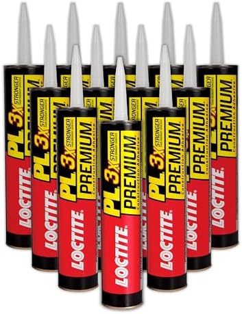 Loctite PL Premium Polyurethane Construction Adhesive, Versatile Construction Glue for Wood, Concrete, Stone, Metal & More- 10 fl oz, Cartridge, 12 Pack