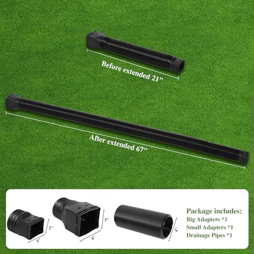 1 Pack Flexible Gutter Downspout Extensions Extendable from 21" to 67", Downspout Extender Comes with Adapters, Thickened Down spout Drain Extension for Rainwater Drainage(Black)