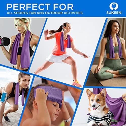 Sueken [4 Pack] Cooling Towel, 40"x12", Soft Breathable Chilly Microfiber Towel for Yoga, Sports, Running, Gym, Camping, Fitness & More Activities
