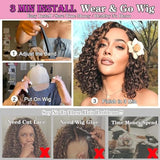 5×5 Closure Bob Wig Human Hair Glueless Wigs Human Hair Pre Plucked Pre Cut Short Curly Human Hair Wig Water Wave C Part Balayage Ombre Lace Frontal Human Hair Wigs for Black Women P1B/30 12 Inch