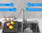 Built in Soap Dispenser for Kitchen Sink, Brushed Nickel Stainless Steel Countertop Pump Head (Plastic Built-in), Dish Soap Hand Lotion Dispenser with Refillable 17OZ Bottle