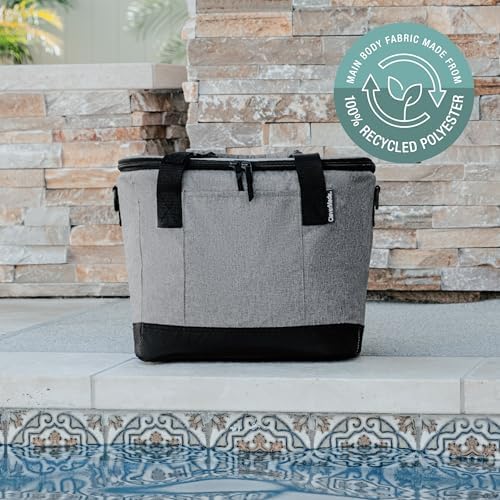 CleverMade Collapsible Cooler Bag 30 Can Beach & Travel Car Cooler, Folding Soft Cooler, Shoulder Strap, Bottle Opener, Great Car Coolers for Travel, Cleans Easy Leak Proof - Gray/Black Gray/Midnight