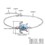 PUPILLEMON 925 Sterling Silver Blue Opal Sea Turtle Bracelet for Women