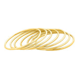 Edforce Stainless Steel Glossy Thin Round Bangle Bracelet Set for Women, Set of 7 (Gold, 7.8)