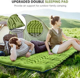 Double Sleeping Pad for Camping, Self Inflating 4" Extra Thick Camping Sleeping Pad for 2 Person with Pillow, Built-in Foot Pump, Portable Sleeping Mat for Backpacking, Hiking, Travel Tent