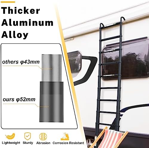Telescopic Ladder, 6.5FT RIKADE Aluminum Telescoping Ladder with Non-Slip Feet and Stable Hook, Portable Extension Ladder for Household and Outdoor Working, 330lb Capacity