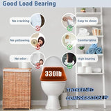 Round Toilet Seat Soft Close 16.5'',Standard Universal Toilet Lid Round with PP Material Safe,Easy to Clean and Install,Ergonomic design,Never Loosens,2 Years Support,White Plastic