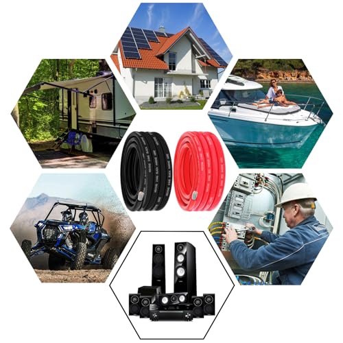 2 Gauge Maine Wire Include 2 Gauge 20FT Black & 20FT Red,2AWG Marine Grade Wire Oxygen-Free Tinned Copper Electrical Cable for Boat Automotive RV Camper Trailer Speaker Lighting Outdoor