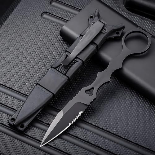 Portable Knife 6.7 Inch 440C Fixed Blade Outdoor Camping Portable Straight Knife With Kydex Sheath The Knife Comes In Black And White (Black)