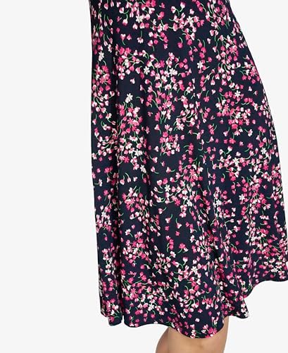 Tommy Hilfiger Women's Ruched Short Sleeve V-Neck A-line Mini Dress