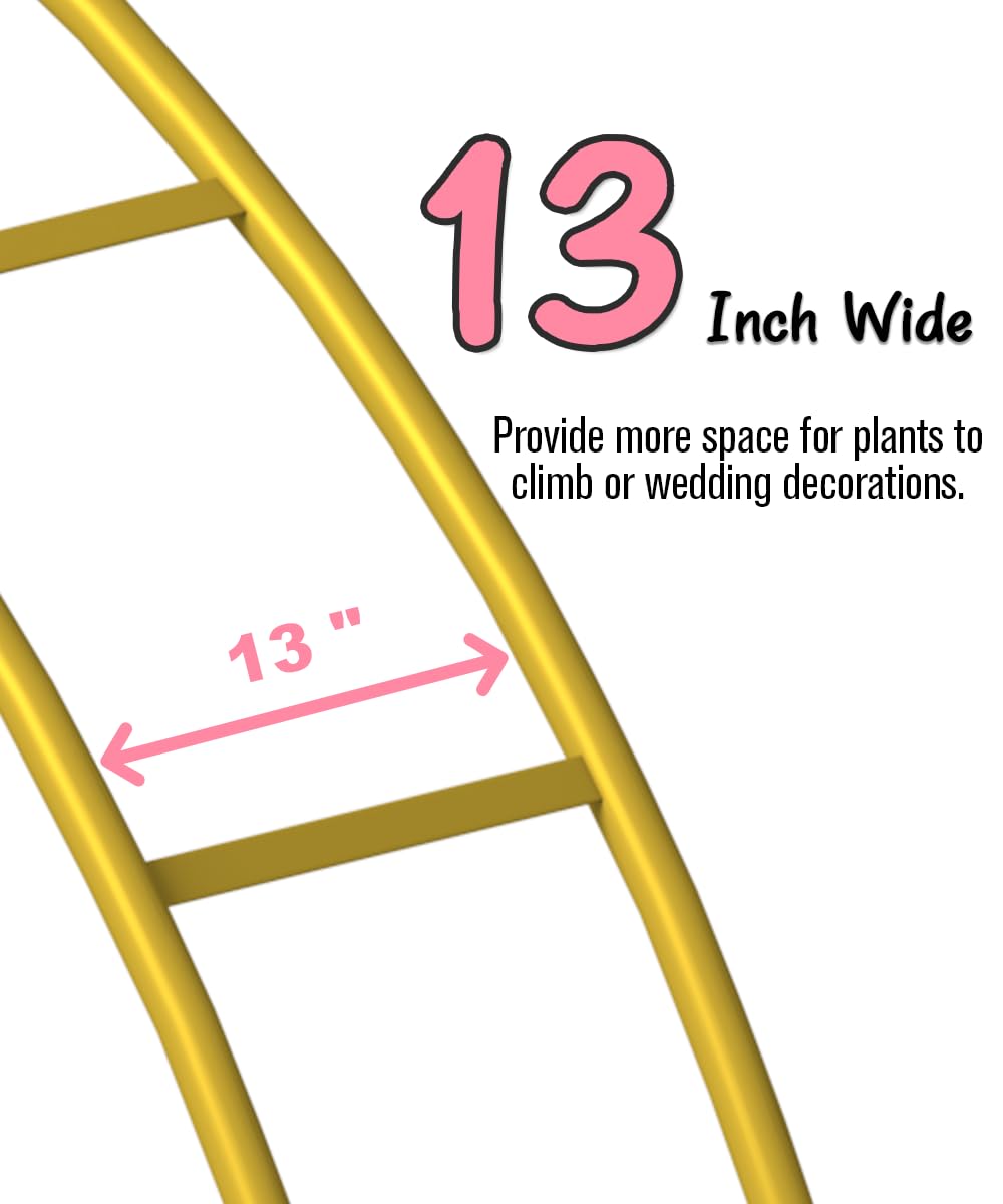 Queension Metal Arch Backdrop Stand 8Ft Wide 7Ft High, Wedding Arch Frame for Wedding Decorations, Balloon Arch Stand with Base for Ceremony, Outdoor Garden Arch Trellis for Climbing Plants, Gold