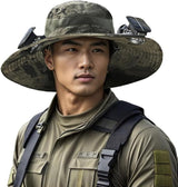 Solar Fan Hat Wide Brim Solar Fan Hat Outdoor Wide Brim Sun Hat with 2 Solar Fan Fishing Hat - Removable & USB Charging Fan
