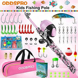 ODDSPRO Kids Fishing Pole Pink, Portable Telescopic Fishing Rod and Reel Combo Kit - with Spincast Fishing Reel Tackle Box for Girls, Youth