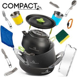 Camping Cookware Set - 19-Piece Lightweight Backpacking Cookware with Pots, Pans, Utensils - Compact Outdoor Cooking Kit for Camping, Hiking, Backpacking & Survival