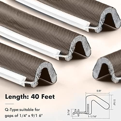 BBTO Weather Stripping Door Seal Strip Kerf Soundproof Strip V-Shaped Q Foam Weather Stripping Exterior Door Frame for Summer Windows Large Gap Seal and Easy Installation(40 Feet,Brown)