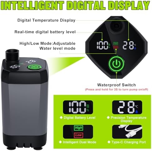 Portable Shower for Camping, [Long-Lasting] Spopal 6000mAh Rechargeable Camping Shower with Intelligent LED Display, 4 Spray Modes, IPX7 Waterproof Outdoor Camp Pump for Hiking, Travel, Car, Pet