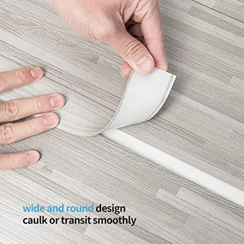 Art3d Self Adhesive Vinyl Floor Transition Strip, Laminate Floor Strip Floor Flat Divider Strip for Joining Floor Gaps, Carpet Threshold Transition, Floor Tiles (10 FT, 1.57in, White-Washed)