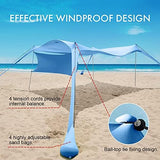 Beach Canopy Tent Shade with Sidewalls 10x10FT, 6.6FT Tall, UPF50+ Sun Shelter, Windproof & Water Resistant, Includes Guylines Sand Shovel Stability Poles, Easy Up for Beach Outdoor Camping Backyard