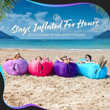 Nevlers 2 Pack Inflatable Loungers Air Sofa Couch | Perfect for Beach Chair Camping Chairs or Portable Hammock |Travel Bag Pouch, Pegs & 3 Pockets| Movie Seating & Camping Accessories Blow Up Lounger