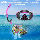 Snorkeling Gear for Adults, Dry-Top Snorkel Set Scuba Diving mask, 180°Panoramic Wide View Professional Snorkeling Gear Breathing Freely Snorkel Mask