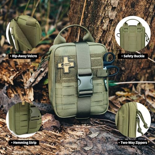 RHINO RESCUE Survival First Aid Kit, HSA/FSA Eligible, Emergency Kit Molle Pouch IFAK Medical Kit for Vehicles Car Camping Backpacking Hiking Hunting