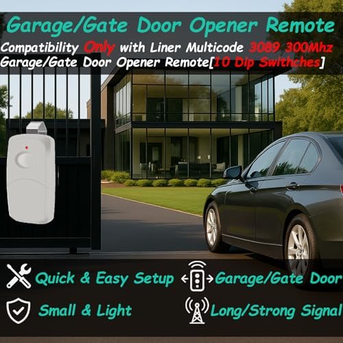 3 Replacement for Multicode Garage Gate Door Opener Remote,3089,308911,MCS308911,10 dip Switch,300MHZ