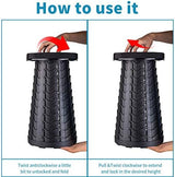 Boreeman Upgraded Folding Stool Lightweight Yet More Sturdy with Load Capacity 400lbs Portable Collapsible Stool Retractable Stool for Camping Fishing Hiking BBQ (Black)