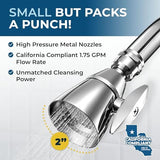 HammerHead Showers® ALL METAL 2 Inch High Pressure Shower Heads - CHROME – California Compliant 1.75 GPM Low Flow Rate - High Flow Shower Head with ADJUSTABLE SPRAY PATTERN - Fixed Shower Head