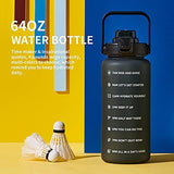 64oz,100oz,128oz Large Motivational Water Bottle with Time Marker, Leakproof & BPA Free Half Gallon Big Water Bottle with Straw Handle Tritan Frosted Water Jug for Gym,Fitness,Outdoor Sports