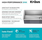 KRAUS Kore Workstation 30-inch Undermount 16 Gauge Stainless Steel Kitchen Sink, Single Bowl Kitchen Sink with Accessories, KWU110-30